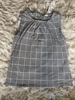 Calvin Klein Black and White Sleeveless Check Print Top